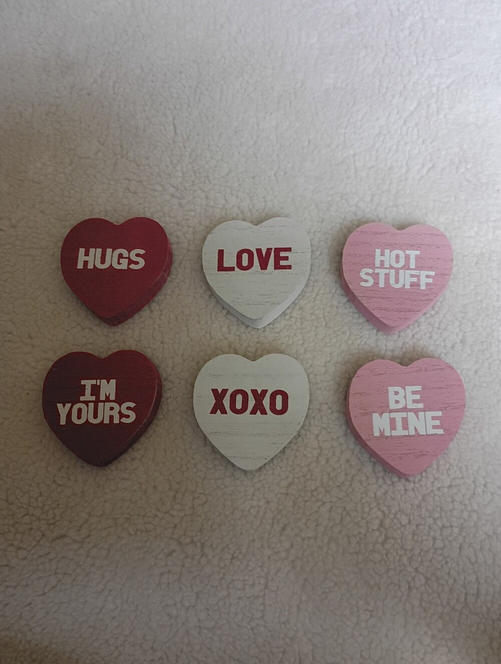 Wooden Hearts Set - Red, White & Pink